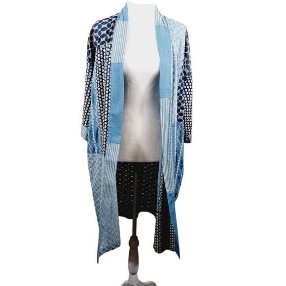 No Brand Patchwork Denim Duster Kimono, Embroidery, Boho, Layered Denim Look, OS - Picture 2 of 13